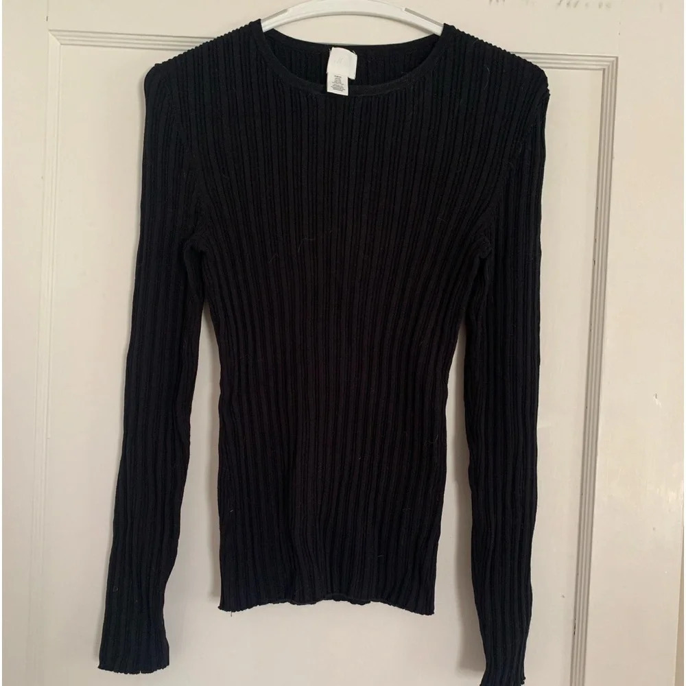 H&M Black Rib-Knit Top in size XL